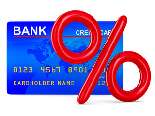 Wall Mural - credit card and percent. Isolated 3D image