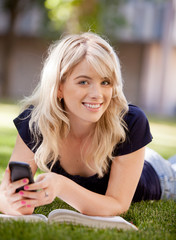 Wall Mural - University Student with Cell Phone