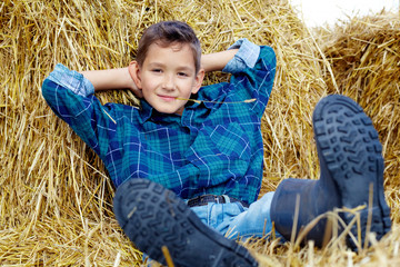 Poster - Boy on hay