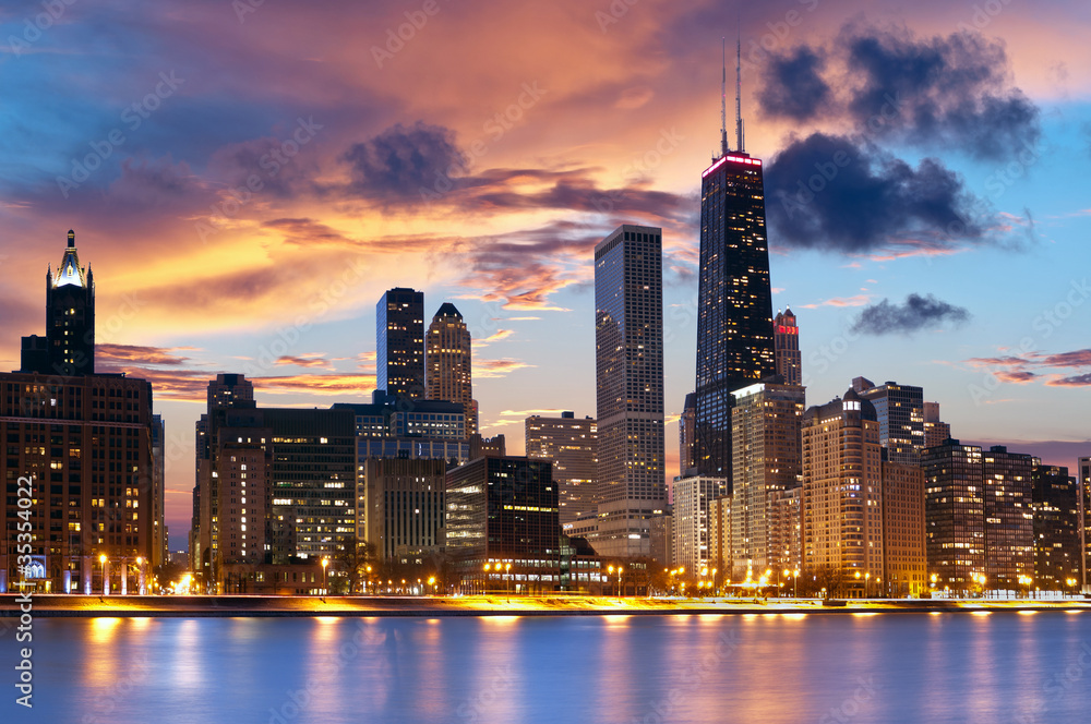 Chicago Skyline - obrazy, fototapety, plakaty 