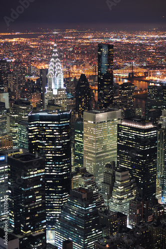 Naklejka na kafelki New York City Manhattan skyline aerial view at dusk