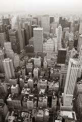 Fototapete - New York City Manhattan skyline aerial view black and white