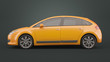 © microcozm - Yellow compact hatchback car on dark background