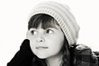 Black-White portrait of attractive girl in beret