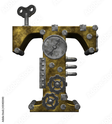 Obraz na płótnie canvas Steampunk litera t