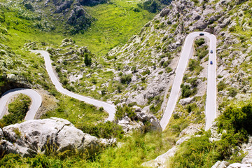 Canvas Print - Winding road in mountain near Sacalobra in Mallorca