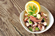 Octopus salad with lemon, parsley, garlic, and olive oil