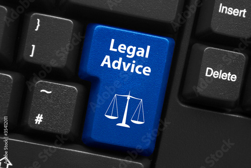 Fotografie, Obraz “LEGAL ADVICE” key on keyboard (scales of justice law)