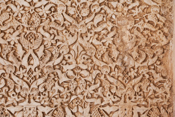 Wall Mural - Alhambra de Granada. Arabic relief in Nasrid Palaces