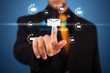 © ra2 studio - Businessman pressing virtual messaging type of icons