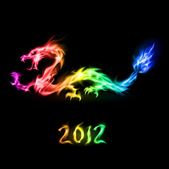 Wall Mural - Fire rainbow Dragon