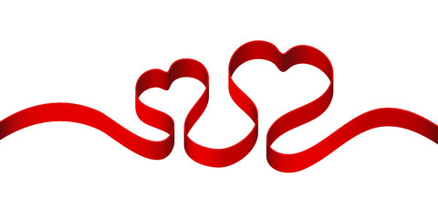 Sticker - Red Ribbon 2 Hearts