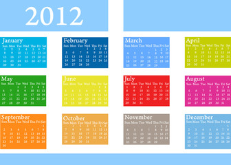 Wall Mural - 2012 colored calendar