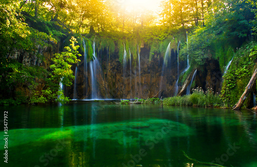 Obraz na płótnie canvas czteroczęściowy "tetraptyk" Plitvice, Chorwacja