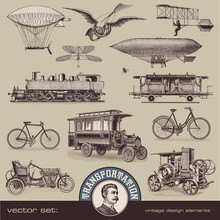 Vintage Means Of Transportation (2) - Set Of Design Elements