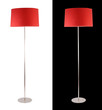 © cienpies - Modern red floor lamp isolated over white and black backgrounds