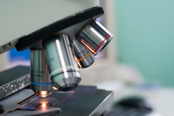 Microscope in lab