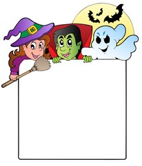 Wall Mural - Frame with Halloween characters 1