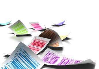 multicolored bar codes over a white background
