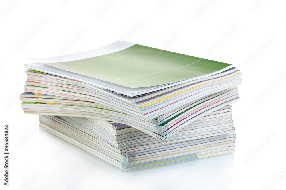 Stack of magazines isolated on white Stock Photo | Adobe Stock