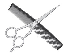 Scissors And Comb Vector Illustration