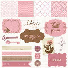 Wall Mural - Scrapbook design elements - Vintage Love Set