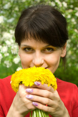 girl with dandelions