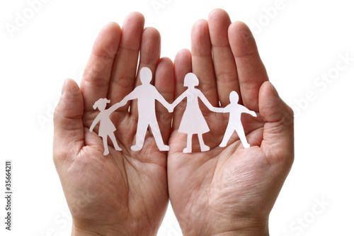 Juliste Paper chain family protected in cupped hands