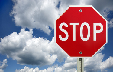 Stop sign on clouds