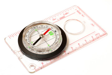 compass with scales and rules isolated on white