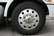 Wheel and tire set under a truck