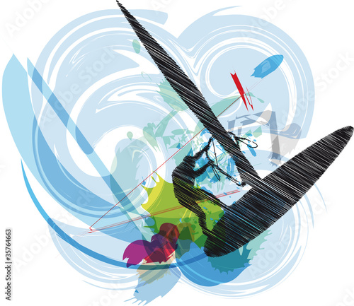 Obraz w ramie windsurfing illustration. Vector