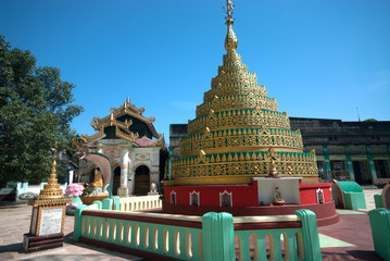 Image of a centuries old Myanmar Pagoda in Buddhist temple .