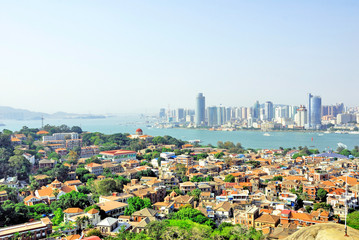 Wall Mural - Xiamen aerial view from Gulang-yu island