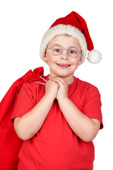 Sticker - Adorable child with Santa Hat and glasses