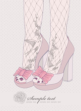 Fashion Illustration.Background With High Heels Shoes. Tights Wi