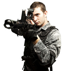 Wall Mural - young soldier aiming