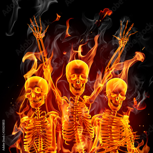 Naklejka - mata magnetyczna na lodówkę Fire skeletons
