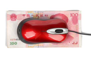 Wall Mural - Computer mouse and chinese currency