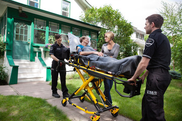 Senior Woman on Ambulance Stretcher