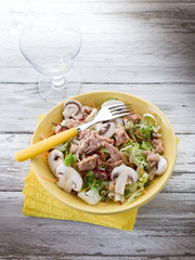 Canvas Print - helthy mixed salad with tuna and slice mushroom