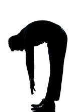 Silhouette Man Stretching Back Full Length