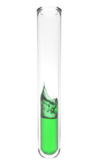 test tube with wavy green liquid inside