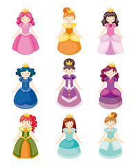 Wall Mural - cartoon beautiful princess icons set