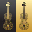 Abstract violin and musical symbols gold&black