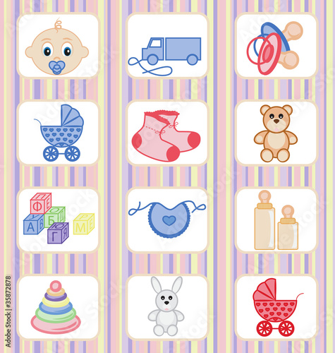 Naklejka dekoracyjna Baby icon collection