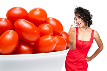 Wall Mural - Black Woman and Cherry Tomatoes