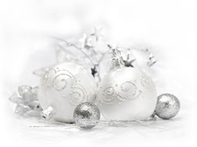 Silver Christmas Decoration Elements Isolated On White