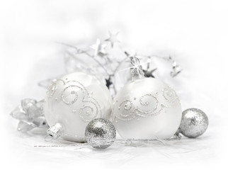 Silver Christmas decoration elements isolated on white