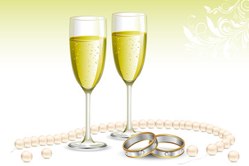 Poster - Engagement Ring with Champagne Glass